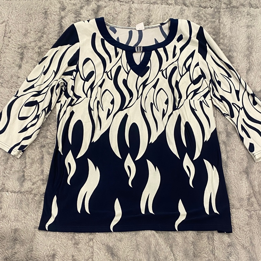 Stylish Navy dark blue and White Women's Top